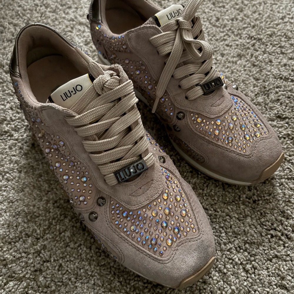 Liu Jo Women's Beige Sneakers with Sparkling Accents